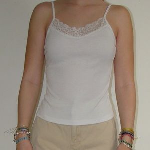 lace front white tank top